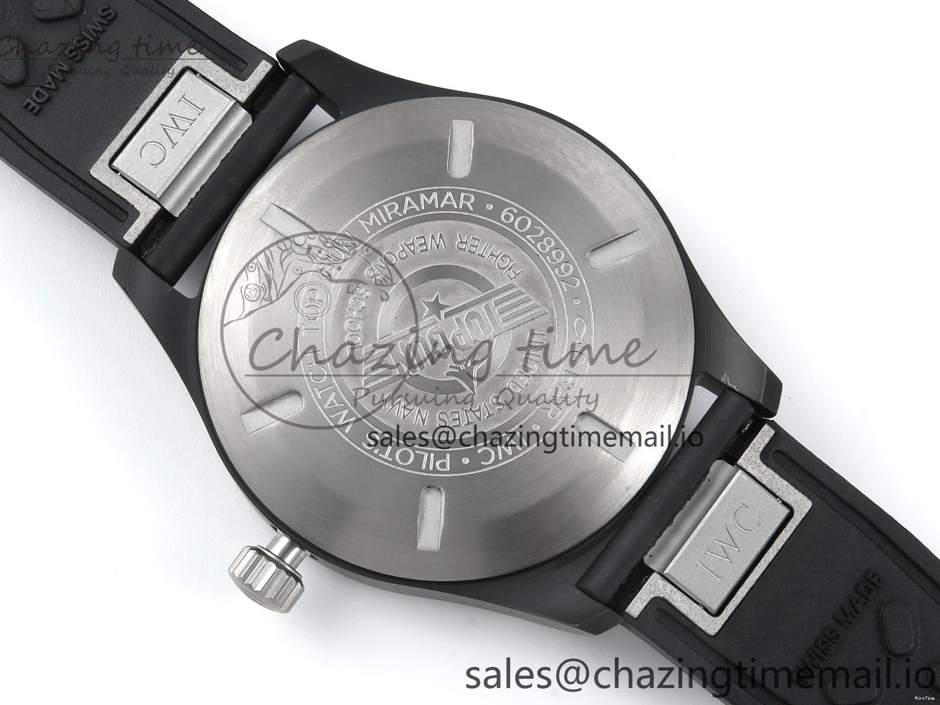 MIROTIME 0402 Pilot Top Gun IW326901 M+F 1:1 Best Edition Black Dial on Black Rubber Strap A SportInspired 6999